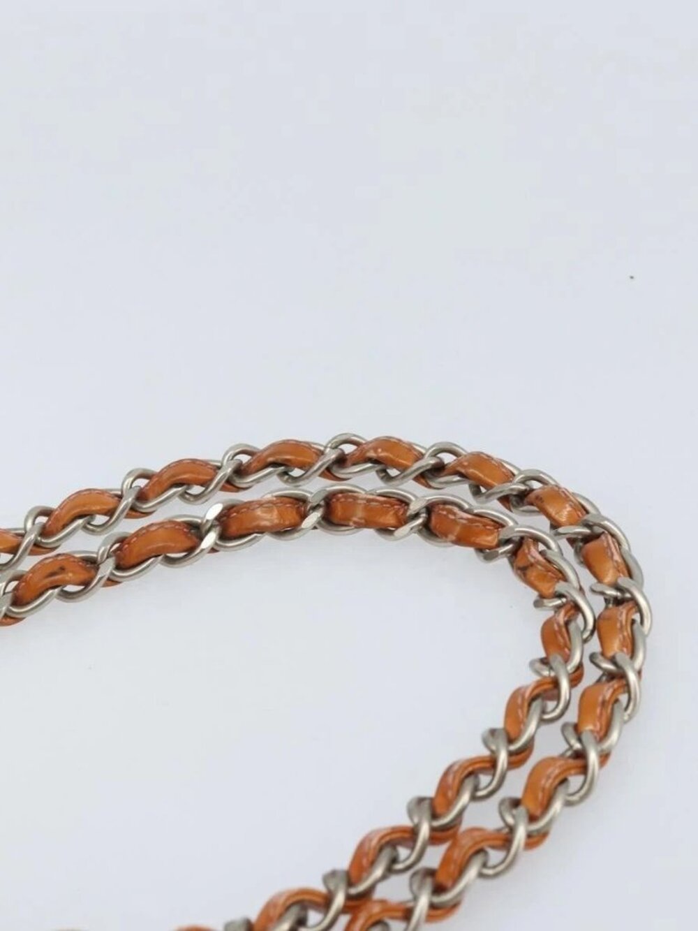 CHANEL Chain Tote Bag Patent leather Orange Silver CC Auth 169018 - Picture 9 of 16